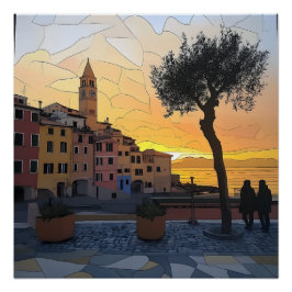 Ligurischer Sonnenuntergang – Poster im Stil von B