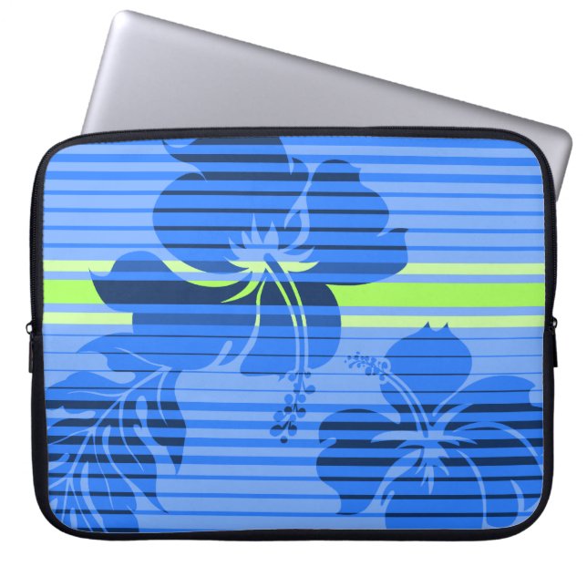 Lihue Hibiskus Stripe Hawaiian Neoprene Wetsuit Laptopschutzhülle (Vorderseite)