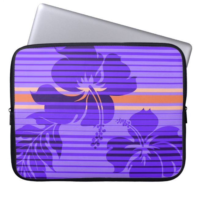 Lihue Hibiskus Stripe Hawaiian Neoprene Wetsuit Laptopschutzhülle (Vorderseite)