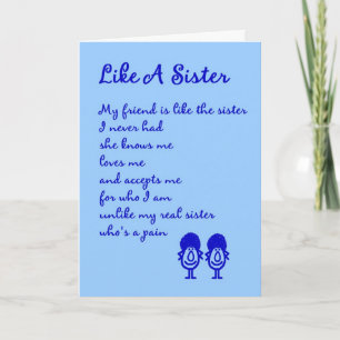Like A Sister - A silly Thinking of You Poem Karte