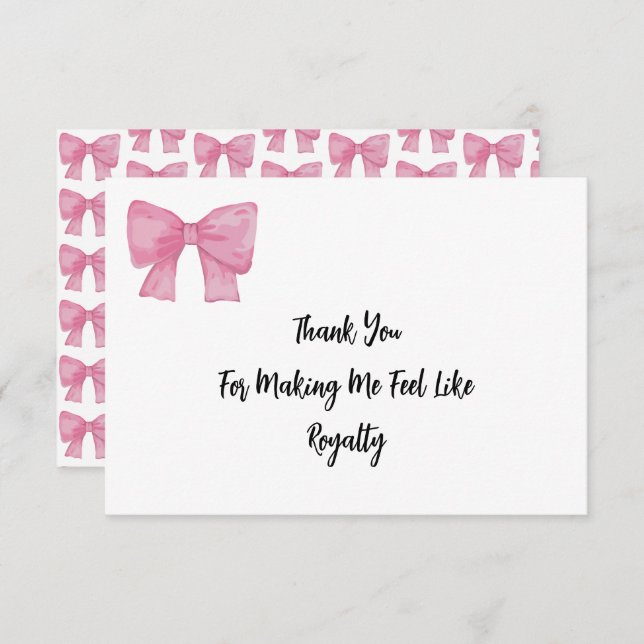  Like Royalty | Pink Bow Card Dankeskarte (Vorne/Hinten)