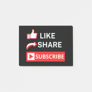 Like Share Subscribe Post-it Klebezettel