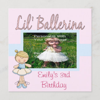 Lil Ballerina-Party Einladungen/Blau u. Rosa Einladung