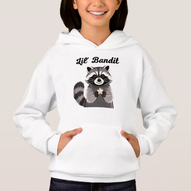 Lil' Bandit Raccoon Minimalist Animal Graphic Hoodie (Vorderseite)