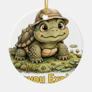 Lil' Bayou Explorers Schildkröten-Weihnachtsbaumsc Keramik Ornament