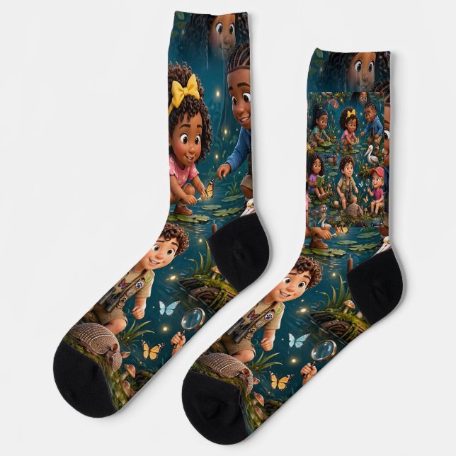 Lil' Bayou Explorers Team Muster Socken (Linkes Detail)