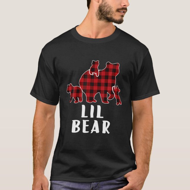 Lil Bear 3 Cubs, Christmas Mama Bear Kariert Pajam T-Shirt (Vorderseite)