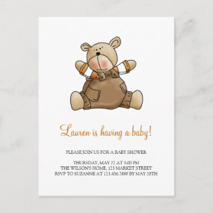 Lil' Bears: Baby Boy Brown Romper Einladungspostkarte