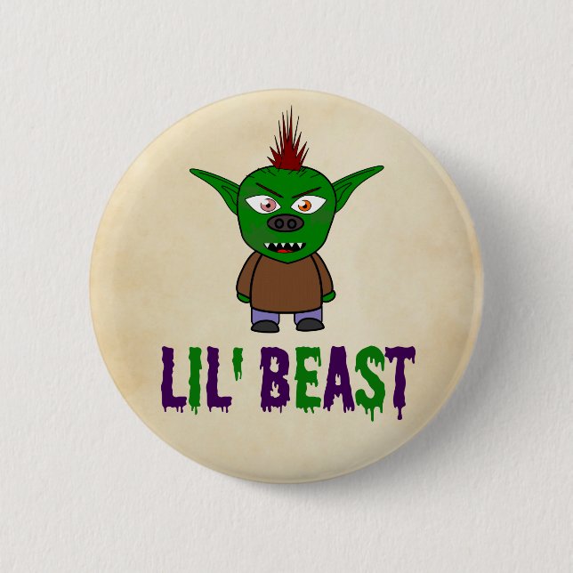 Lil' Bestie Drilling Schriftart Goblin Halloween Button (Vorderseite)