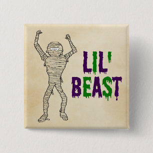 Lil' Bestie Drilling Schriftart Mummy Halloween Button