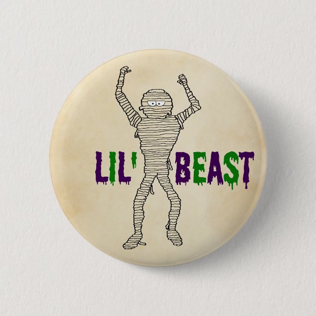 Lil' Bestie Drilling Schriftart Mummy Halloween Button (Vorderseite)