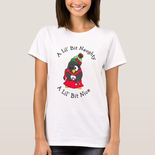 Lil' Bit Naughty, Lil' Bit Nice, Funny Christmas T-Shirt (Vorderseite)