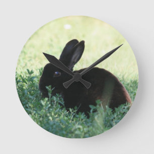 Lil Black Bunny Runde Wanduhr