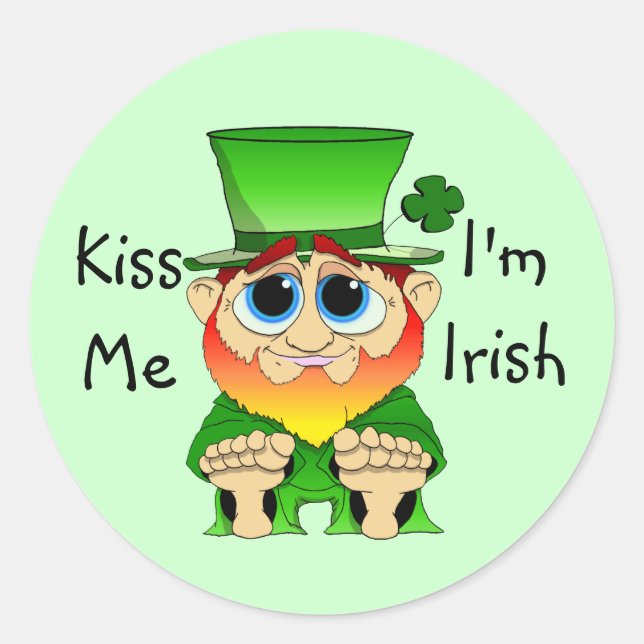 Lil Blarney Kiss Me Ich bin irisch Runder Aufkleber (Vorderseite)