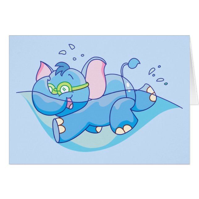 Lil blaue Elefant-Schwimmen (Vorderseite (Horizontal))