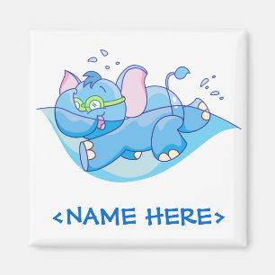 Lil blaue Elefant-Schwimmen Magnet