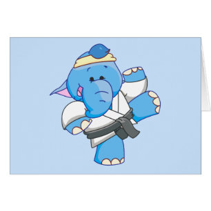 Lil Blue Elephant Karate Blank Card