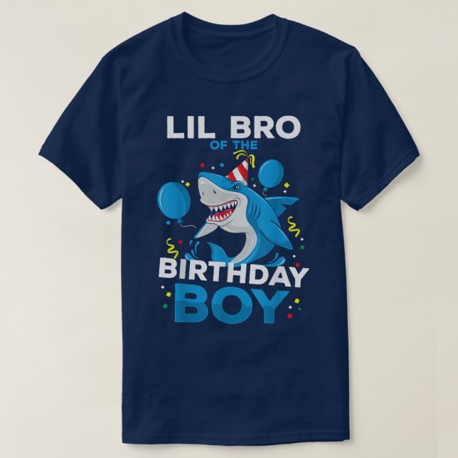 LIL BRO of The Birthday Boy Shark Ocean Matching F T-Shirt (Design vorne)
