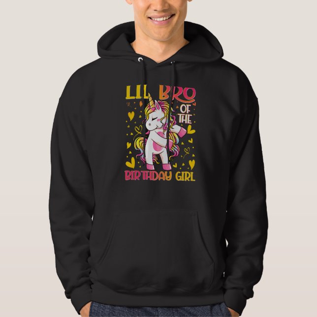 Lil Bro of the Birthday Girl Flossing Unicorn Litt Hoodie (Vorderseite)