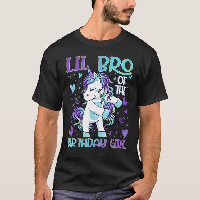 Lil Bro of the Birthday Girl Flossing Unicorn Litt T-Shirt (Vorderseite)