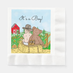 Lil' Cowboy and Teddy Bear Baby Shower Serviette