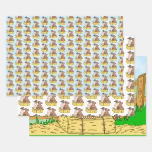 Lil' Cowboy and Teddy Bear Boy's Baby Shower Geschenkpapier Set