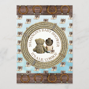 Lil' Cowboy Boy Country and Western Babydusche Einladung