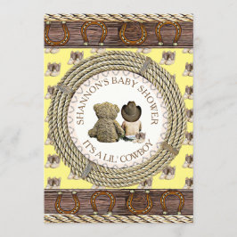 Lil' Cowboy Rustikales Land und Western Babydusche Einladung