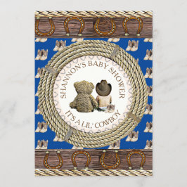 Lil' Cowboy Rustikales Land und Western Babydusche Einladung