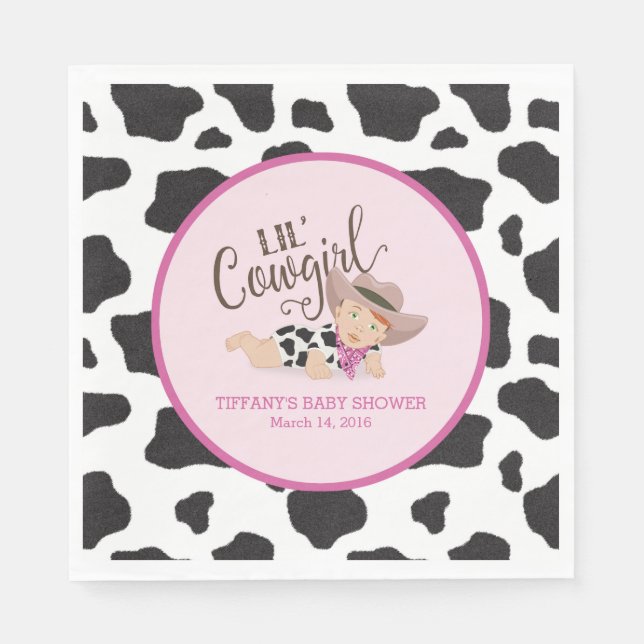 Lil' Cowgirl Babydusche Napkins - Redhead Serviette (Vorderseite)