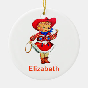 Lil Cowgirl-(kundengerechte) Geburts-Verzierung Keramikornament