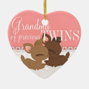 Lil Deerie paart Rosa u. Weiß Keramikornament