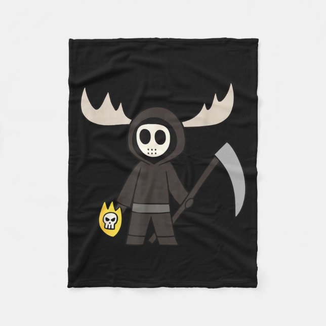 Lil Doom Moose - Lustiger Sensenmann Cartoon  Fleecedecke (Vorderseite)