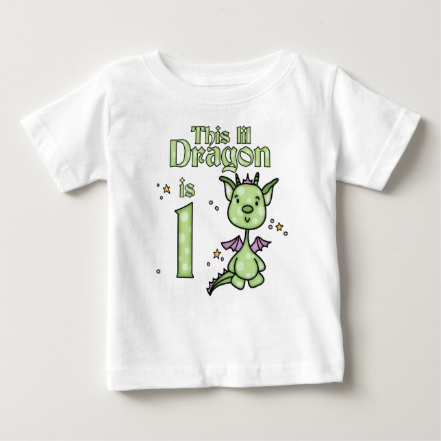 Lil Dragon 1. Geburtstag Baby T-shirt (Vorderseite)
