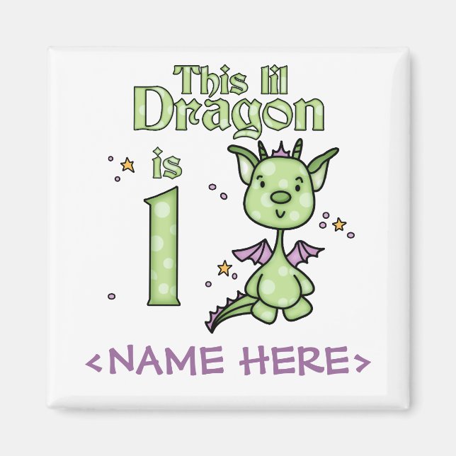 Lil Dragon 1. Geburtstag Magnet (Vorne)
