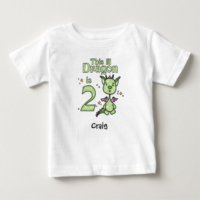 Lil Dragon 2. Geburtstag Baby T - Shirt (Vorderseite)