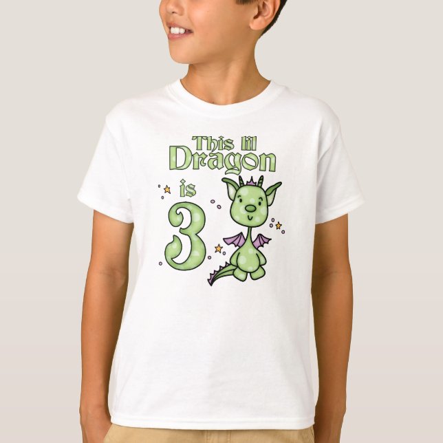Lil Dragon 3. Geburtstag T-Shirt (Vorderseite)