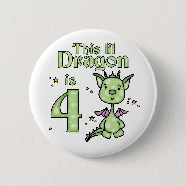 Lil Dragon 4. Geburtstag Button (Vorderseite)