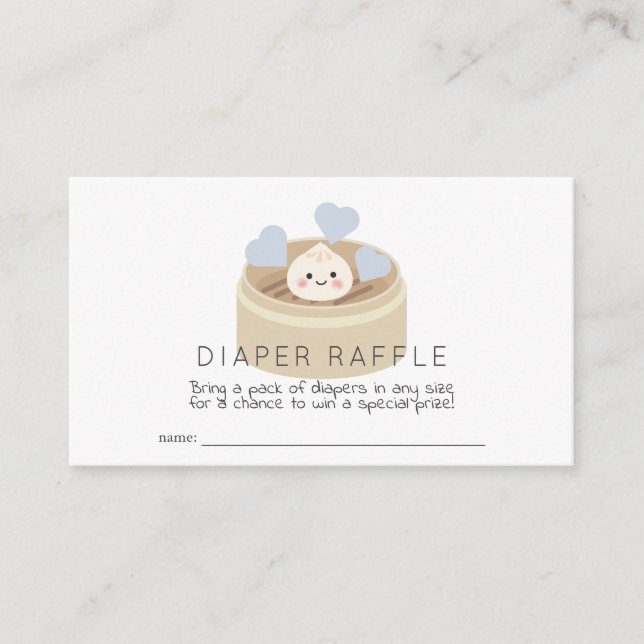Lil Dumpling Baby Shower Blue Diaper Raffle Ticket Begleitkarte (Vorderseite)