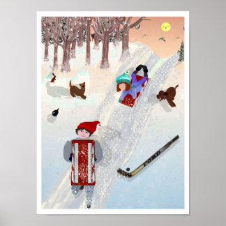 Lil & Ed Spaß im Zeichnend Schnee von LeeMarie Poster