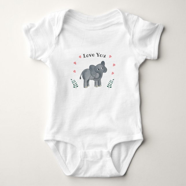 Lil Elephant Baby Bodysuit Strampler (Vorderseite)