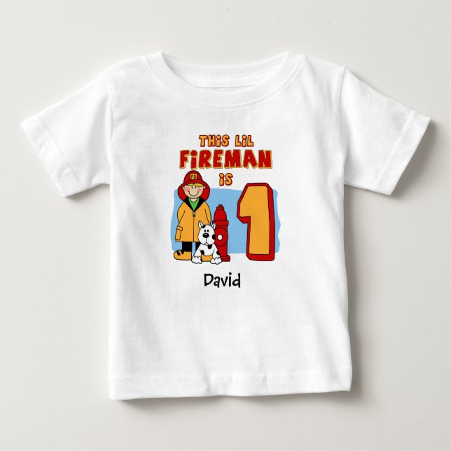 Lil Fireman 1. Geburtstag Baby T - Shirt (Vorderseite)
