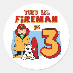 Lil Fireman 3. Geburtstag Runder Aufkleber