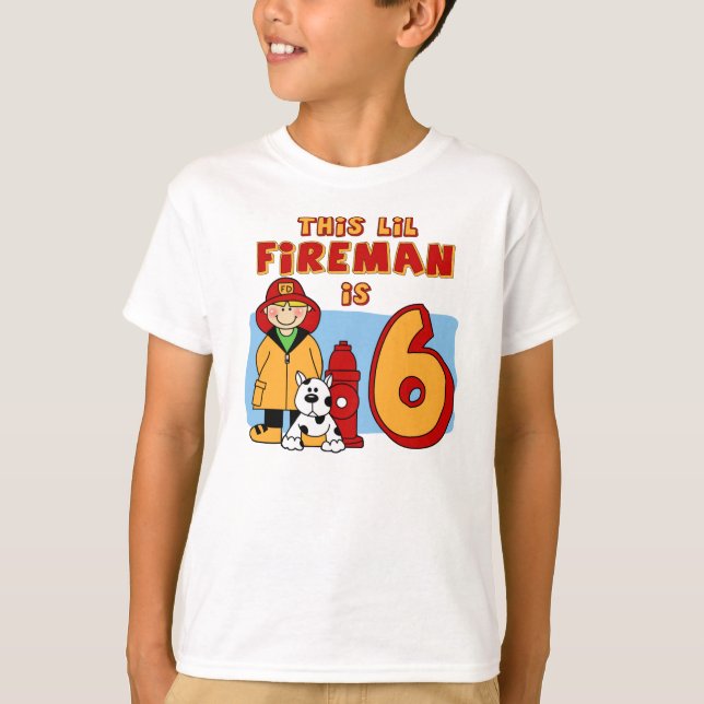 Lil Fireman 6. Geburtstag T-Shirt (Vorderseite)