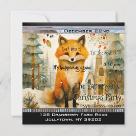 Lil Fox sitzt im Schnee Weihnachten Party Einladung