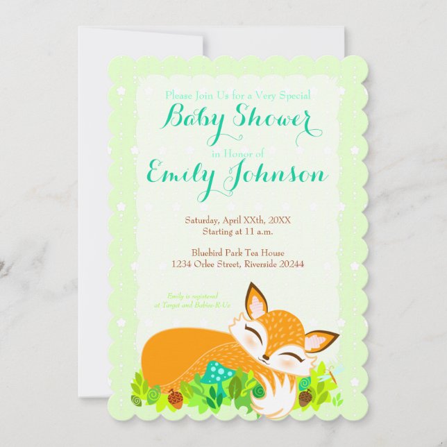Lil Foxie Cub - Custom Baby Shower Einladungen (Vorderseite)