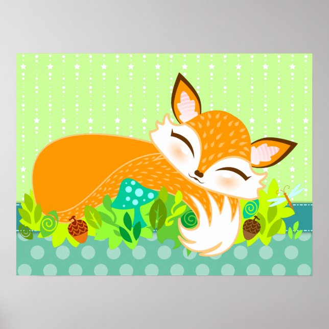 Lil Foxie Cub - Niedlich Fox Wall Poster (Vorne)