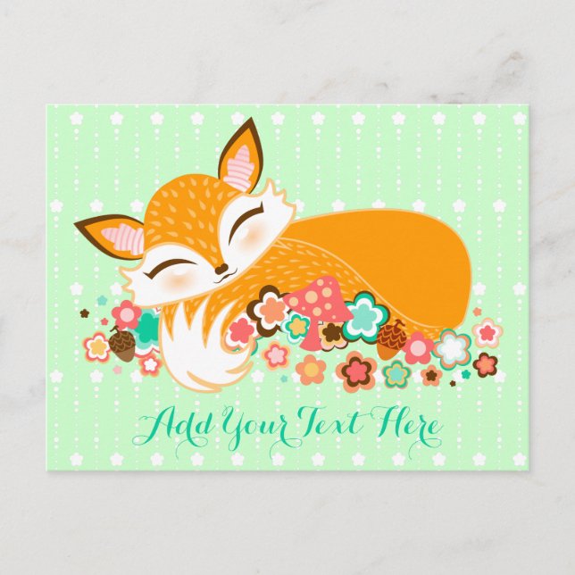 Lil Foxie Cub - Niedlicher Baby Fox Custom Postcar Postkarte (Vorderseite)