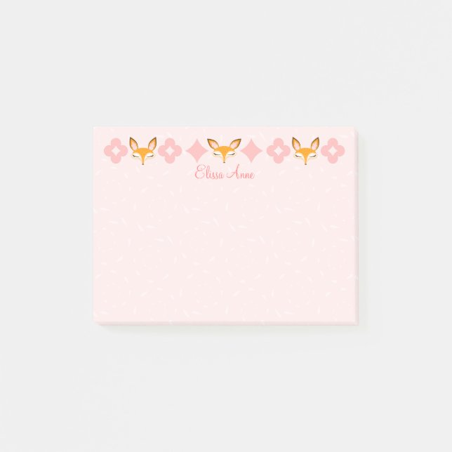 Lil Foxie - niedliche Girly Füchse Post-it Klebezettel (Vorderseite)