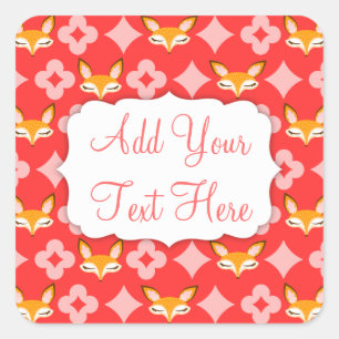 Lil Foxie - Niedliches Girly Fox Muster - Custom S Quadratischer Aufkleber